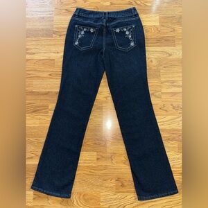 Christopher and Banks Straight Leg Jeans Women’s Size 4 Dark Embroidered Flowers